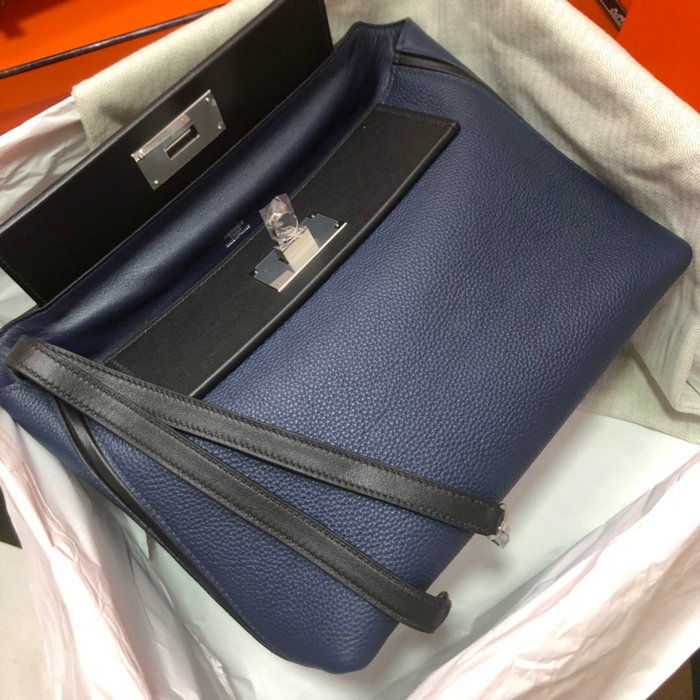 Hermes Kelly 24/24 Togo Leather Bag Blue H06131