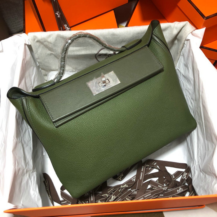 Hermes Kelly 24/24 Togo Leather Bag Green H06131