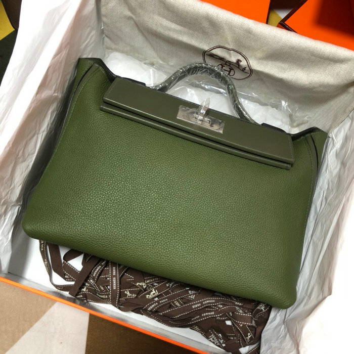 Hermes Kelly 24/24 Togo Leather Bag Green H06131