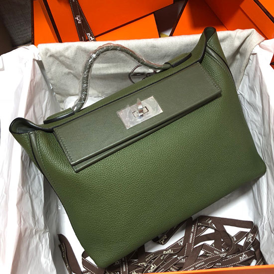 Hermes Kelly 24/24 Togo Leather Bag Green H06131