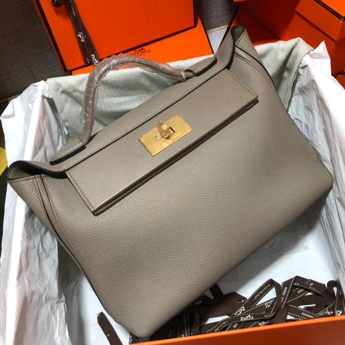 Hermes Kelly 24/24 Togo Leather Bag Grey H06131