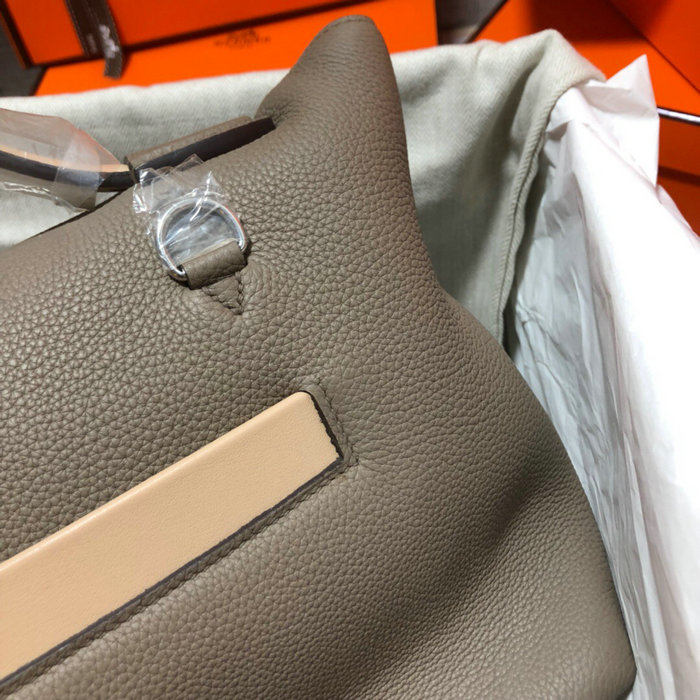 Hermes Kelly 24/24 Togo Leather Bag Grey and Beige H06131