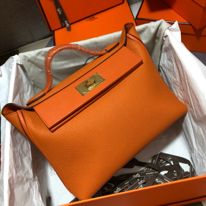 Hermes Kelly 24/24 Togo Leather Bag Orange with Gold Hardware H06131