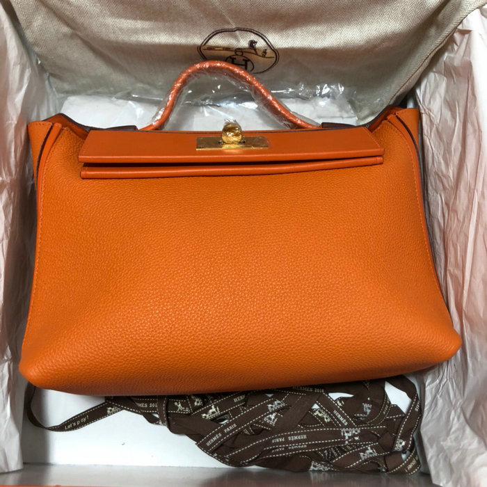 Hermes Kelly 24/24 Togo Leather Bag Orange with Gold Hardware H06131