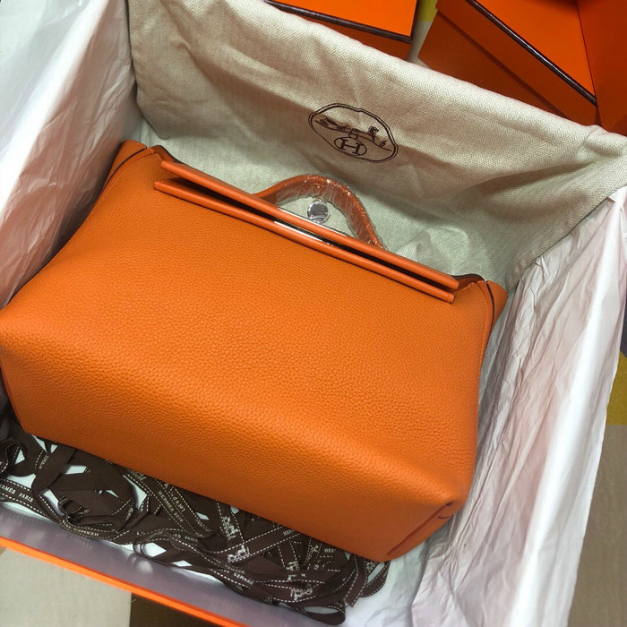 Hermes Kelly 24/24 Togo Leather Bag Orange with Silver Hardware H06131