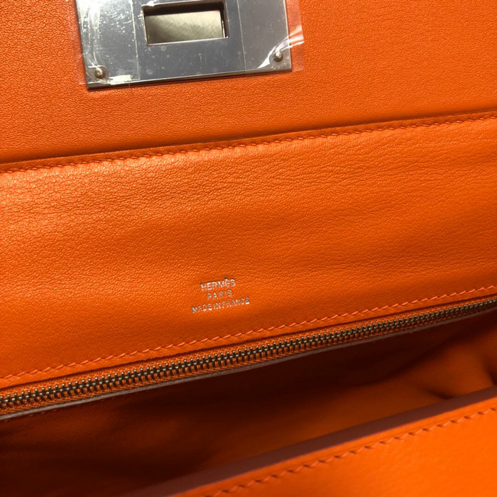Hermes Kelly 24/24 Togo Leather Bag Orange with Silver Hardware H06131