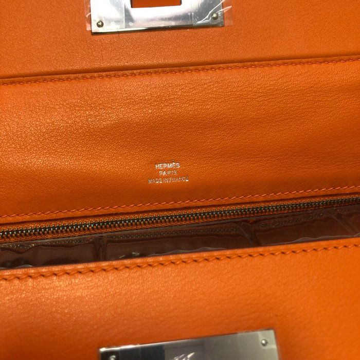 Hermes Kelly 24/24 Togo Leather Bag Orange with Silver Hardware H06131