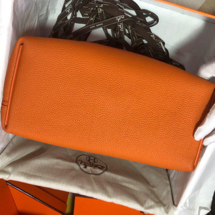 Hermes Kelly 24/24 Togo Leather Bag Orange with Silver Hardware H06131