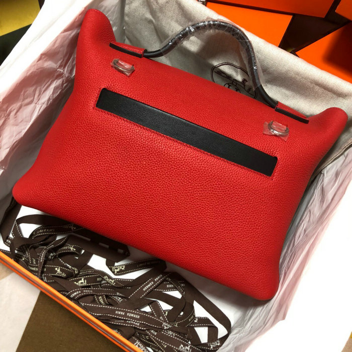 Hermes Kelly 24/24 Togo Leather Bag Red and Black H06131