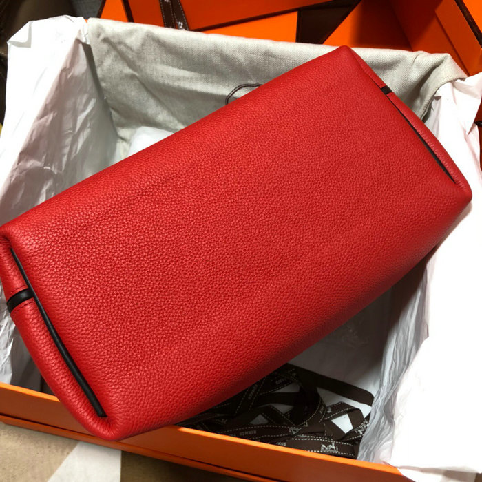 Hermes Kelly 24/24 Togo Leather Bag Red and Black H06131