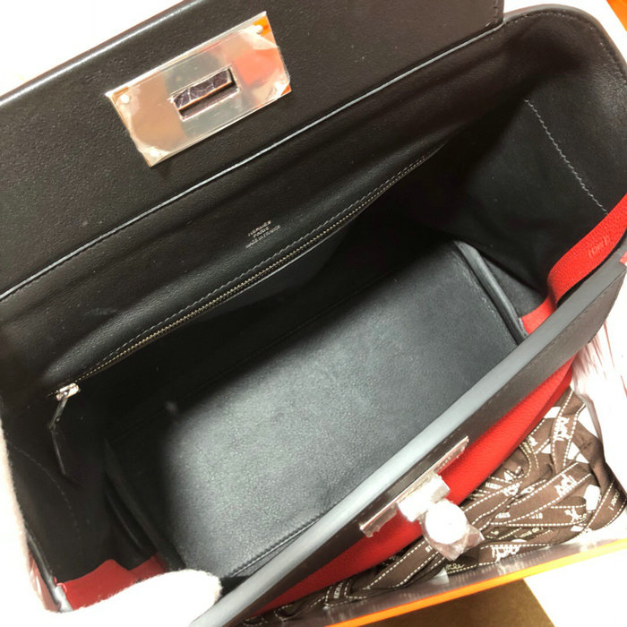 Hermes Kelly 24/24 Togo Leather Bag Red and Black H06131