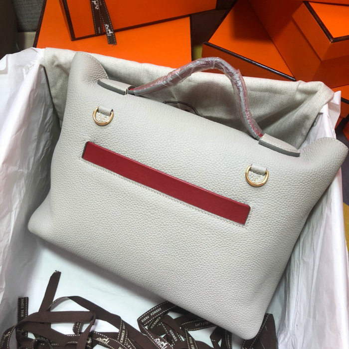 Hermes Kelly 24/24 Togo Leather Bag White with Gold Hardware H06131