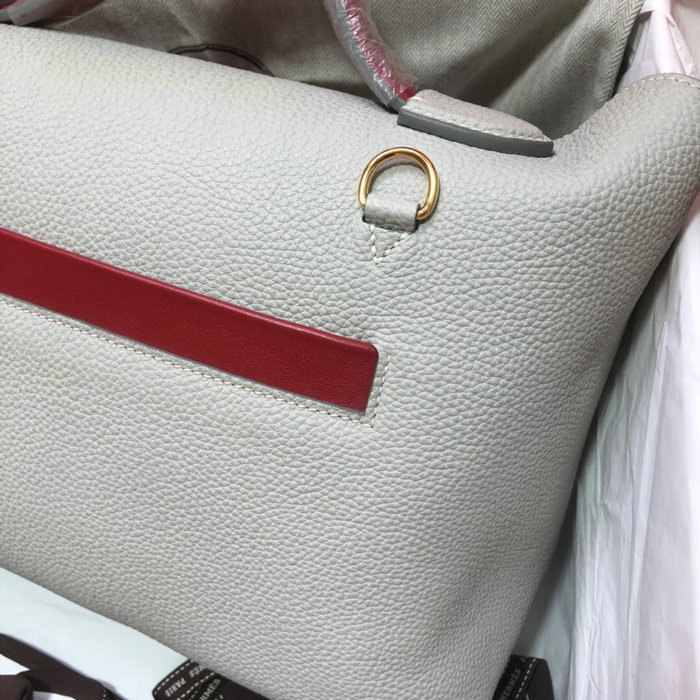 Hermes Kelly 24/24 Togo Leather Bag White with Gold Hardware H06131
