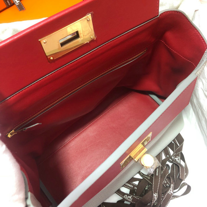 Hermes Kelly 24/24 Togo Leather Bag White with Gold Hardware H06131