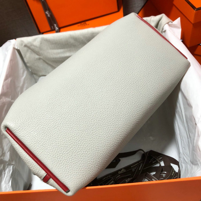 Hermes Kelly 24/24 Togo Leather Bag White with Silver Hardware H06131