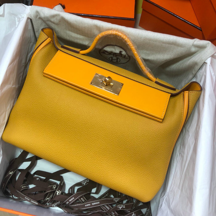 Hermes Kelly 24/24 Togo Leather Bag Yellow and Dark Yellow H06131