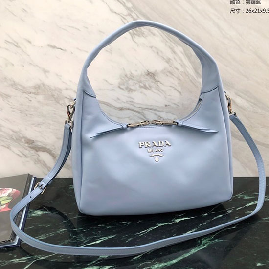 Prada Calfskin Hobo Bag Blue 1BC132