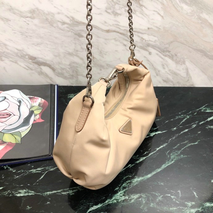 Prada Nylon Hobo Bag Beige 1BH172