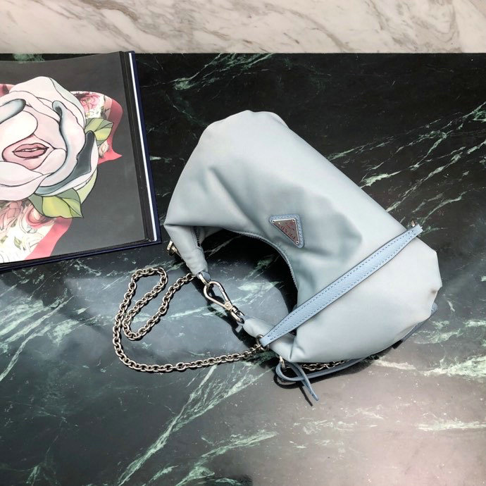 Prada Nylon Hobo Bag Blue 1BH172