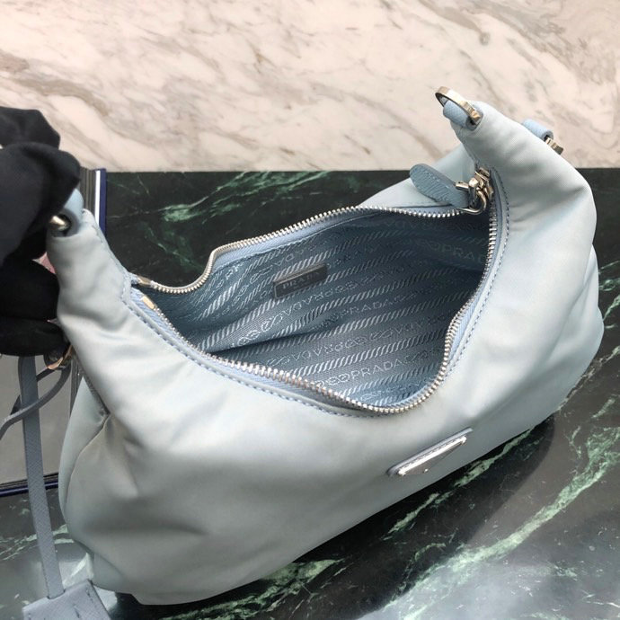 Prada Nylon Hobo Bag Blue 1BH172