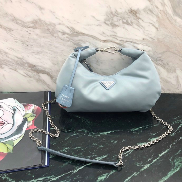 Prada Nylon Hobo Bag Blue 1BH172