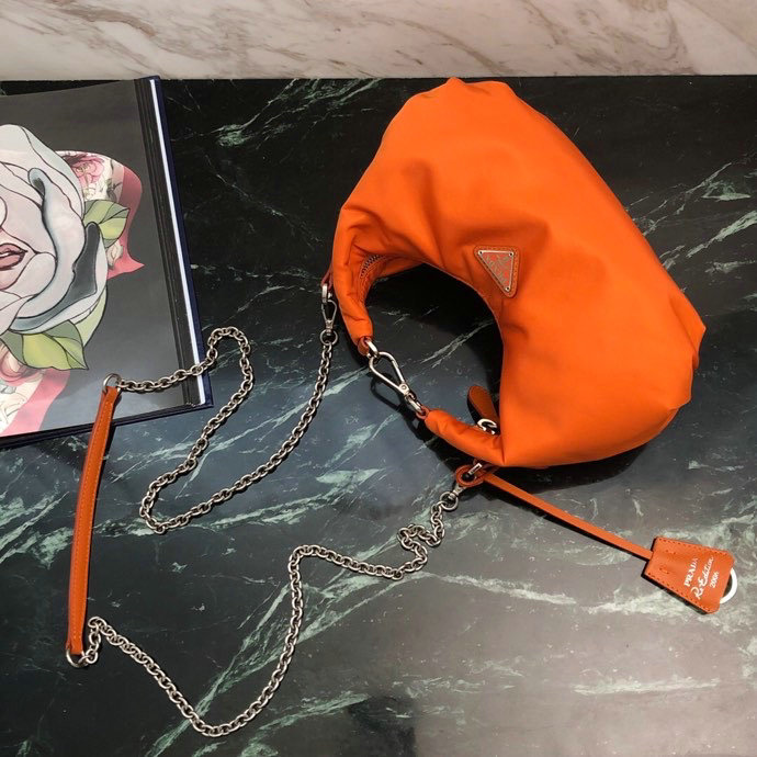 Prada Nylon Hobo Bag Orange 1BH172