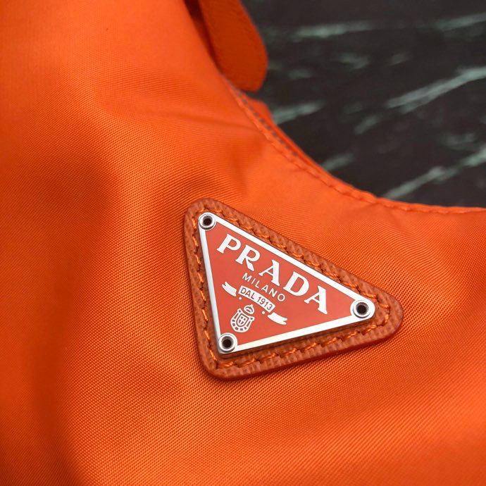 Prada Nylon Hobo Bag Orange 1BH172