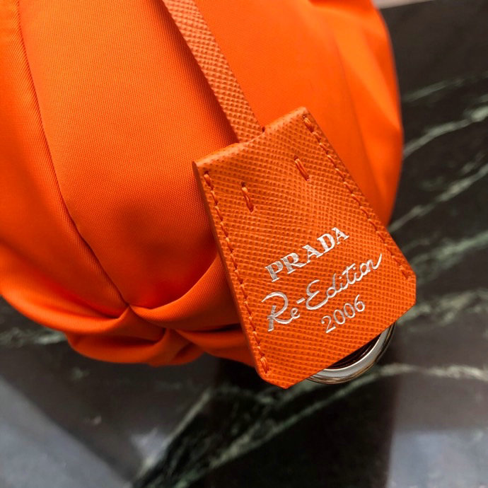 Prada Nylon Hobo Bag Orange 1BH172