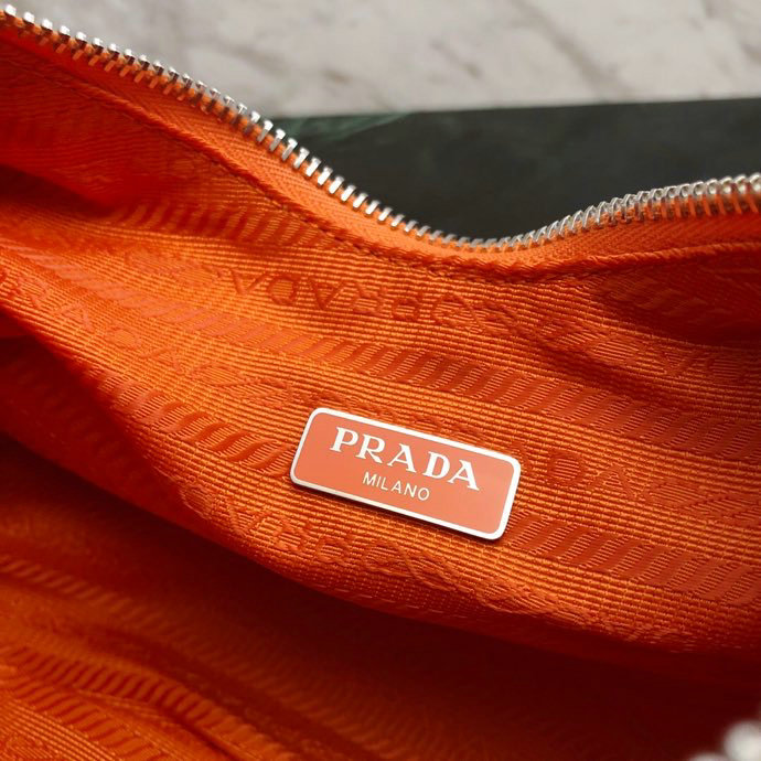 Prada Nylon Hobo Bag Orange 1BH172