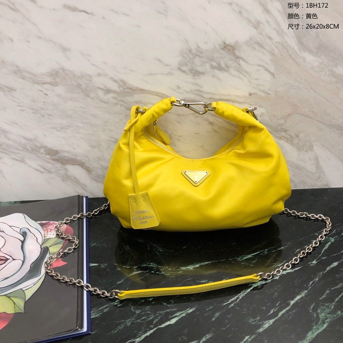 Prada Nylon Hobo Bag Yellow 1BH172