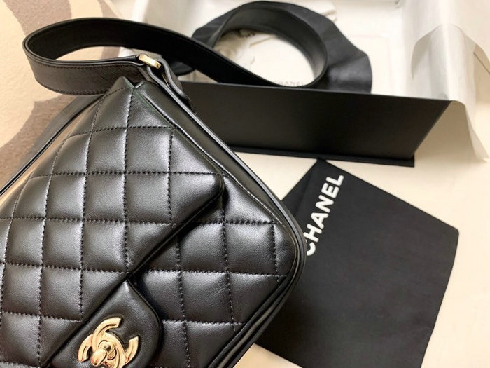 Chanel Calfskin Flap Bag Black AS1737