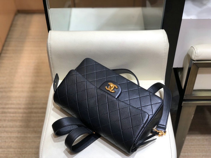 Chanel Lambskin Flap Bag Black AS07063