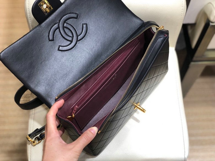 Chanel Lambskin Flap Bag Black AS07063