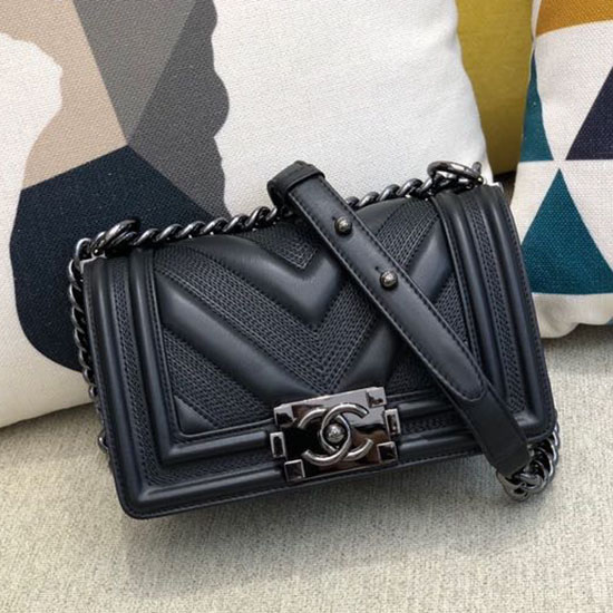 Small Boy Chanel Calfskin Flap Bag Black A67085