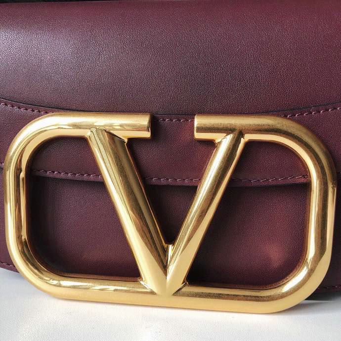 Valentino Garavani Supervee Calfskin Crossbody Bag Burgundy V07193