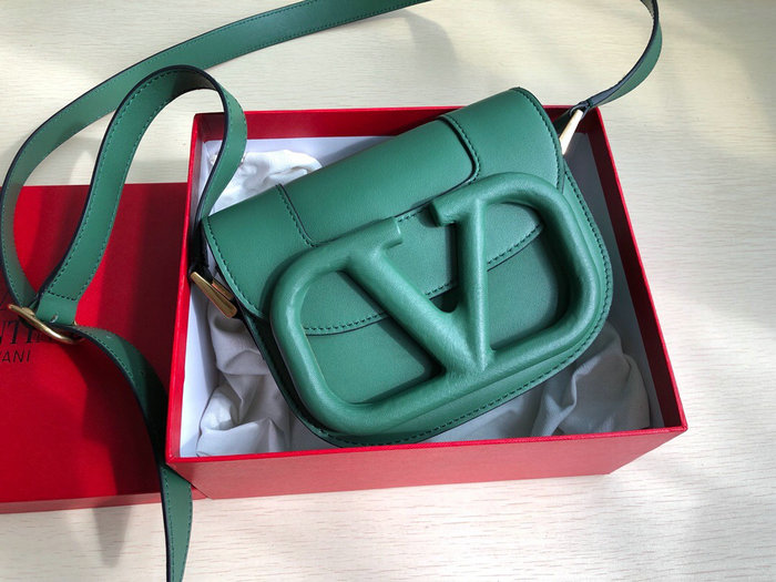 Valentino Small Supervee Calfskin Crossbody Bag Green V07192