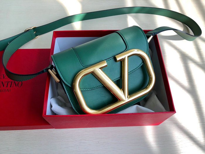 Valentino Small Supervee Calfskin Crossbody Bag Green V07194