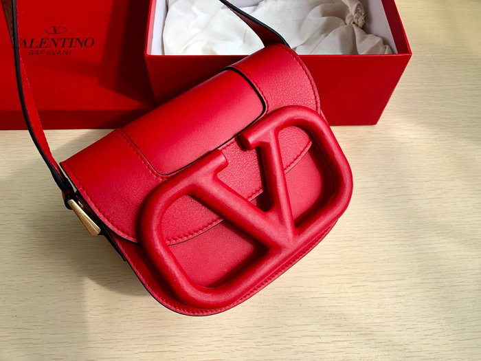 Valentino Small Supervee Calfskin Crossbody Bag Red V07192