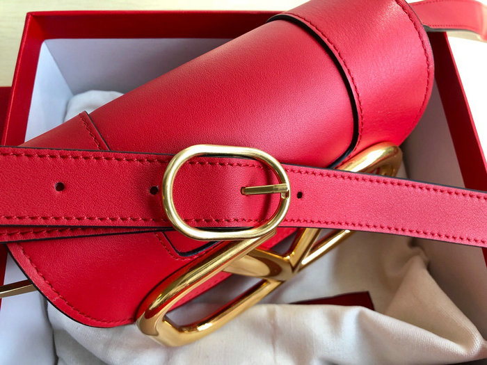 Valentino Small Supervee Calfskin Crossbody Bag Red V07194