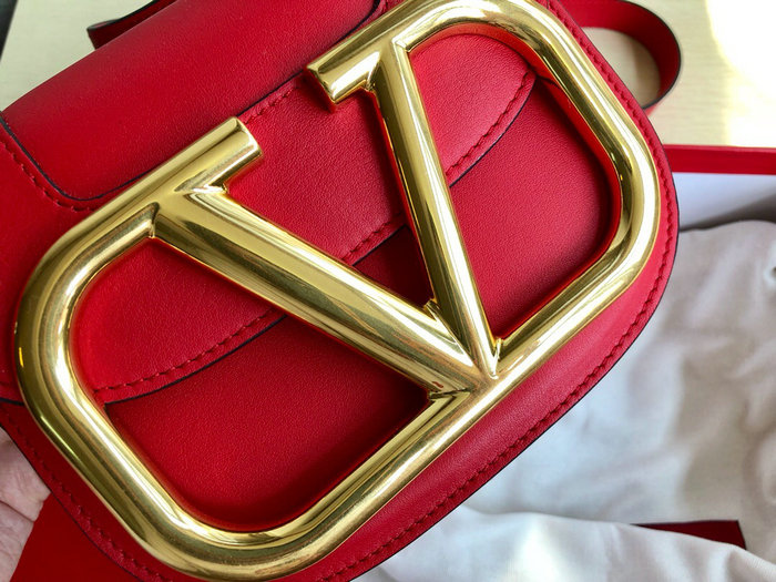 Valentino Small Supervee Calfskin Crossbody Bag Red V07194