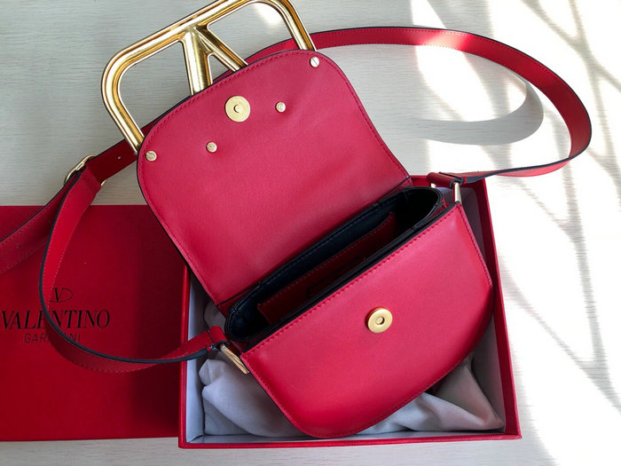 Valentino Small Supervee Calfskin Crossbody Bag Red V07194