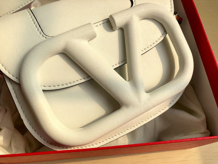 Valentino Small Supervee Calfskin Crossbody Bag White V07192