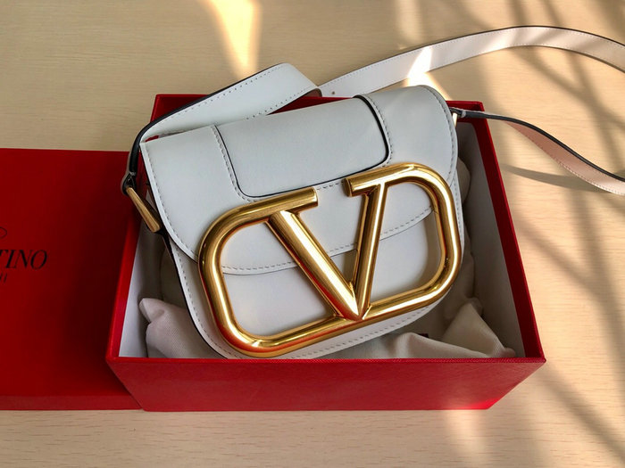 Valentino Small Supervee Calfskin Crossbody Bag White V07194