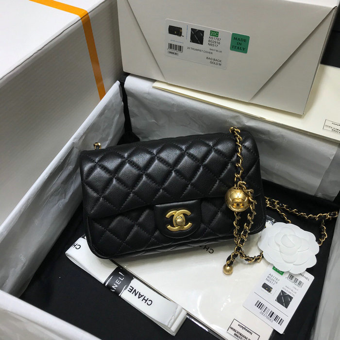 Chanel Lambskin Flap Bag Black AS1787