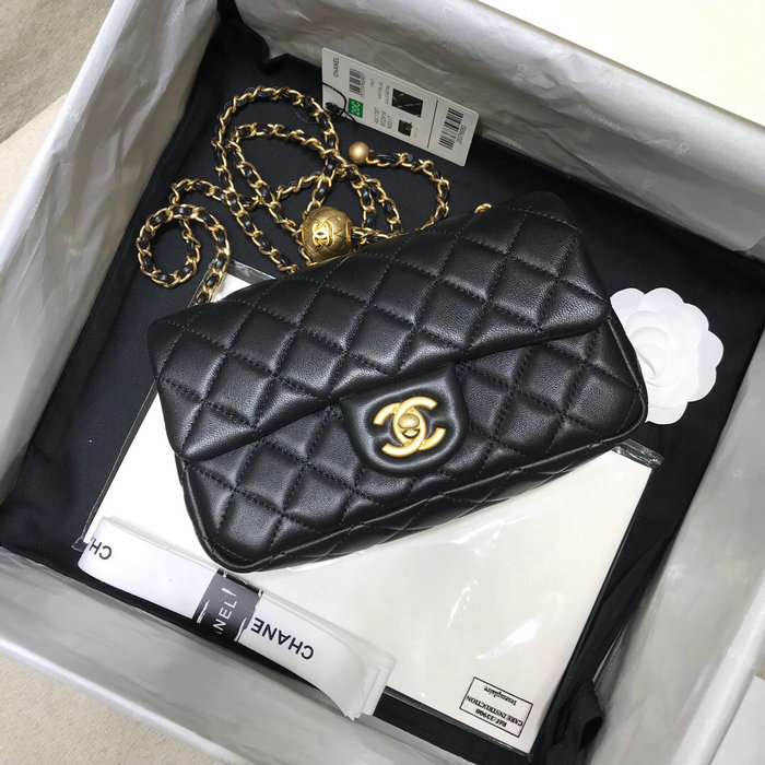 Chanel Lambskin Flap Bag Black AS1787