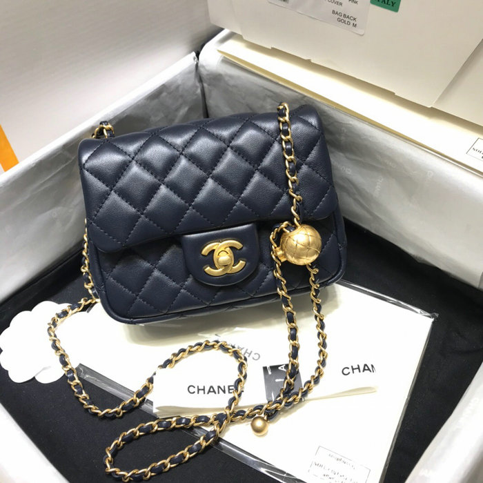 Chanel Lambskin Flap Bag Blue AS1786