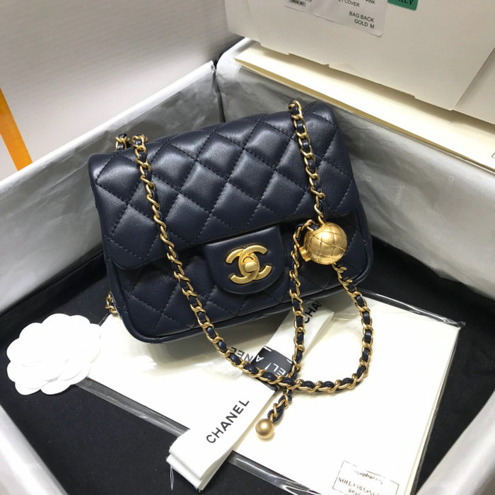 Chanel Lambskin Flap Bag Blue AS1786