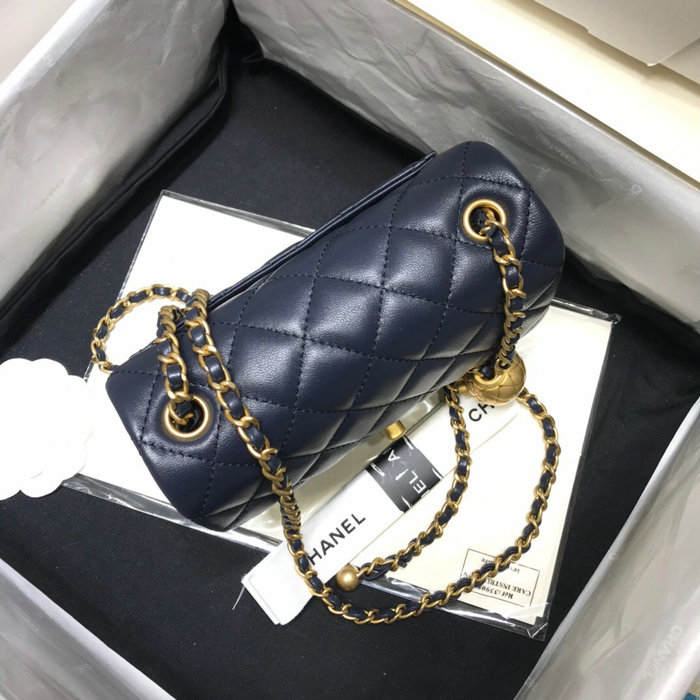 Chanel Lambskin Flap Bag Blue AS1786