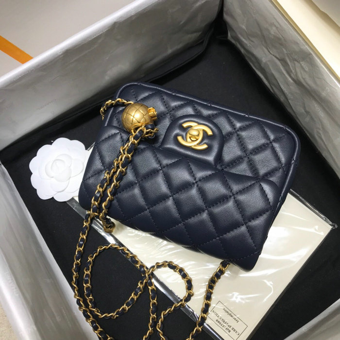 Chanel Lambskin Flap Bag Blue AS1786