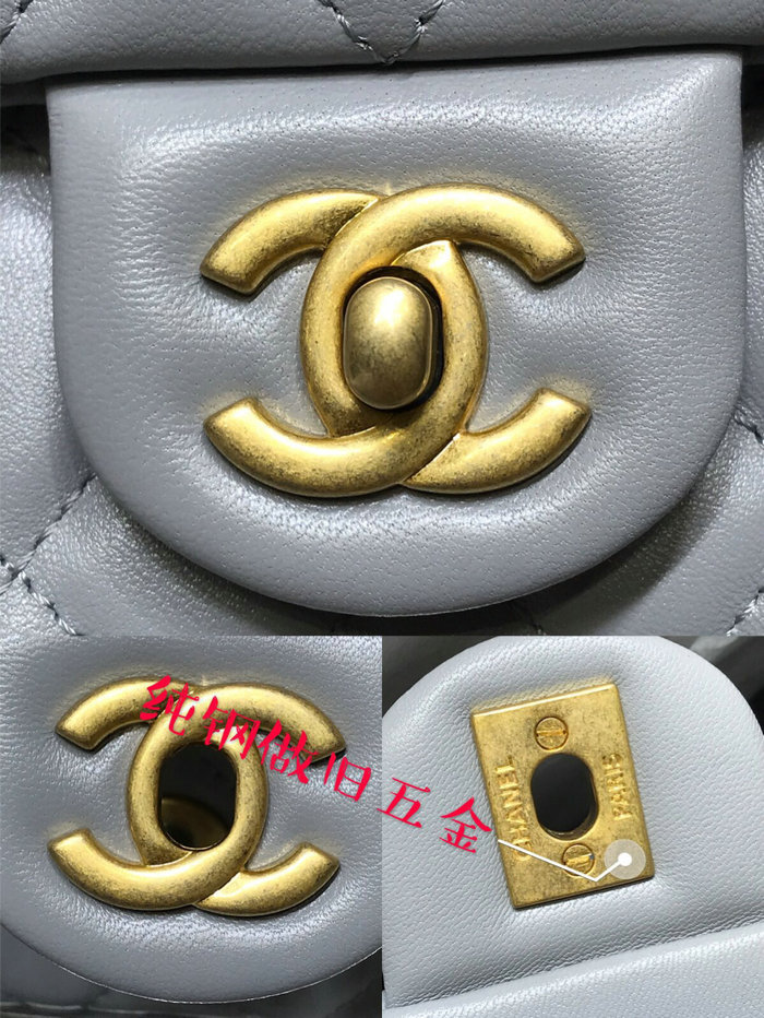 Chanel Lambskin Flap Bag Grey AS1786